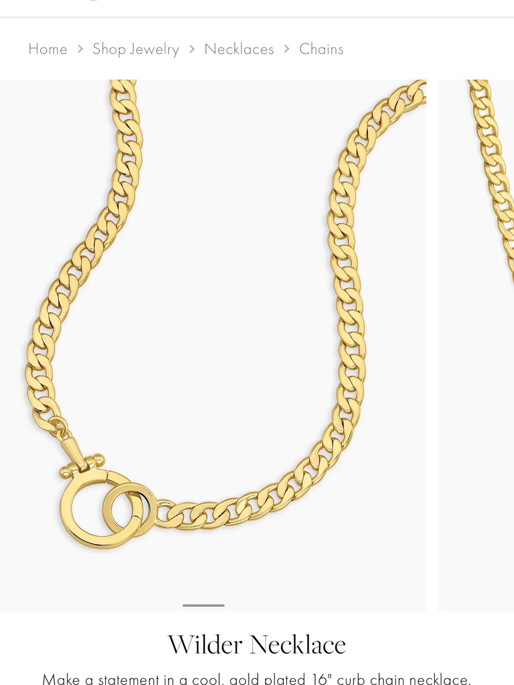 Gorjana Gold Chain Necklace with Toggle Ring - Picture 4 of 4